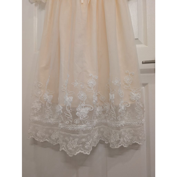 Vintage Style Cream Lace Midi Dress Cottagecore Coquette Milkmaid Corset L - Picture 4 of 10
